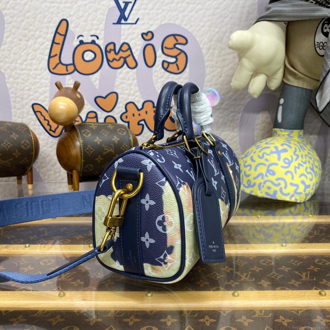 LV M46804 Louis Vuitton Keepall Bandoulière 25 Bag Ink Blue