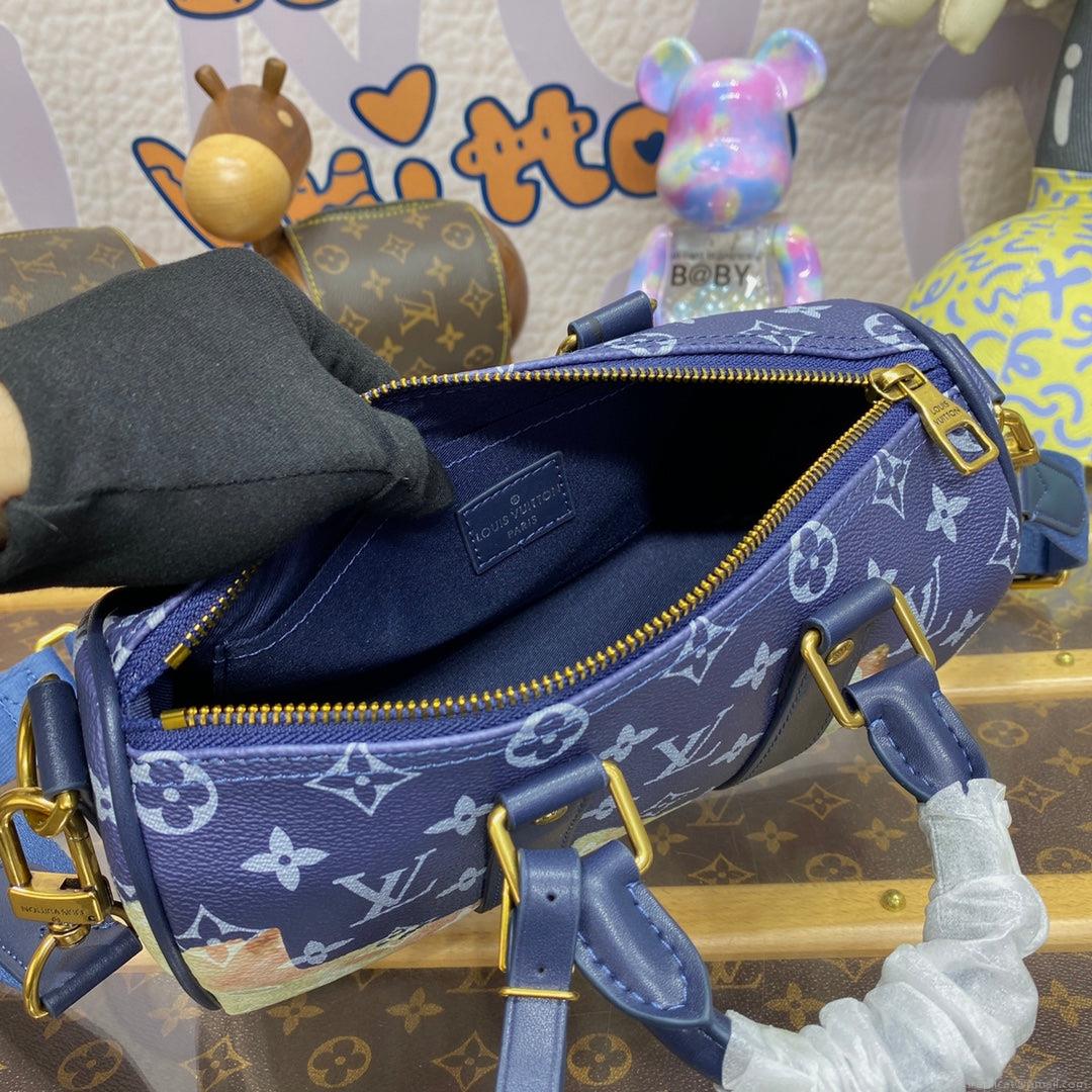 LV M46804 Louis Vuitton Keepall Bandoulière 25 Bag Ink Blue