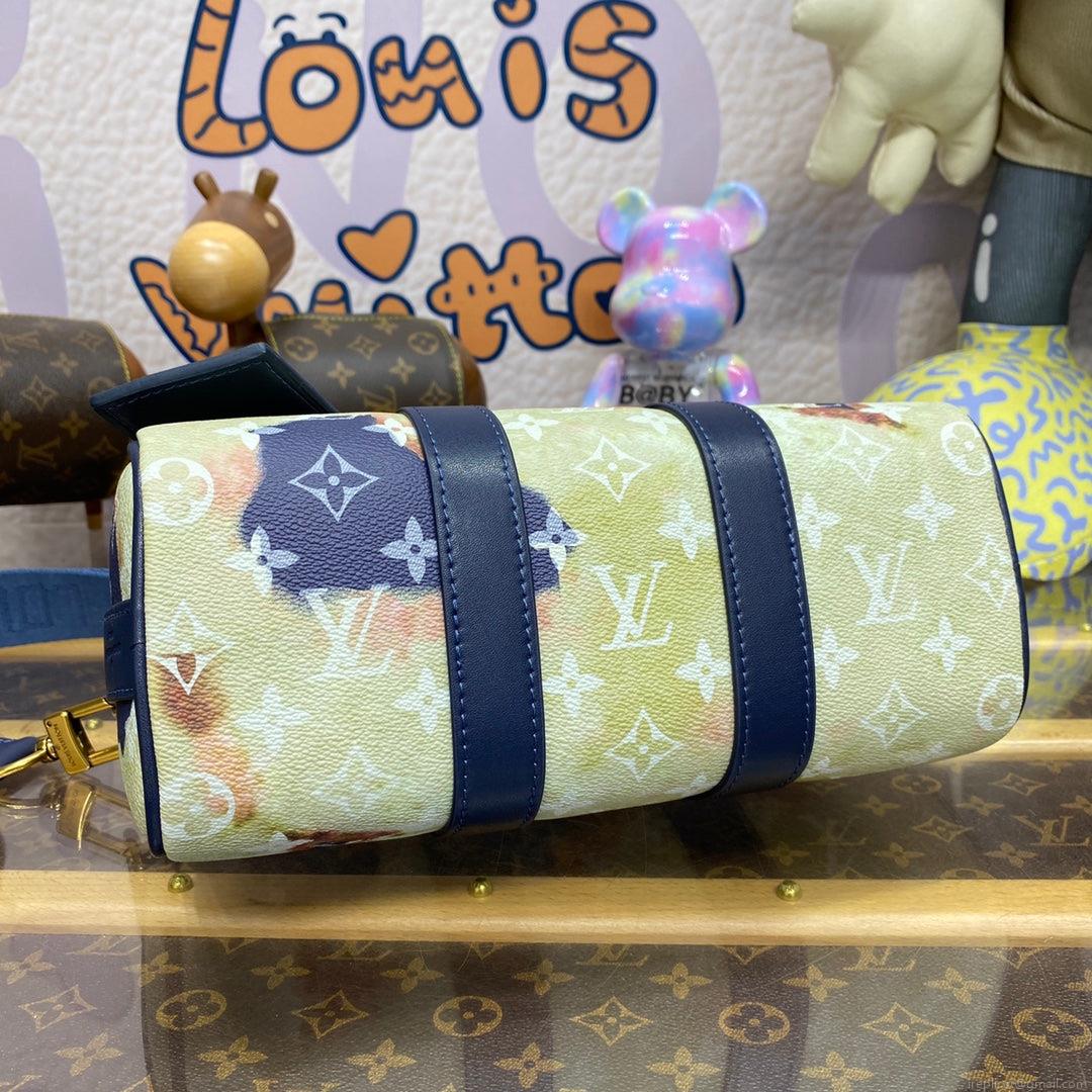 LV M46804 Louis Vuitton Keepall Bandoulière 25 Bag Ink Blue