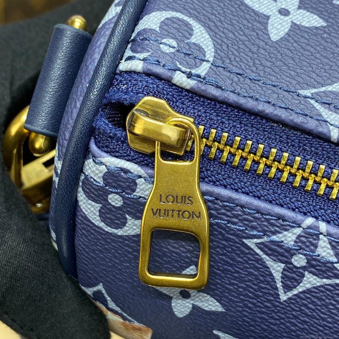 LV M46804 Louis Vuitton Keepall Bandoulière 25 Bag Ink Blue