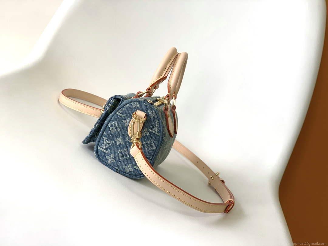 LV M82950 Louis Vuitton Nano Speedy Handbag Monogram Denim