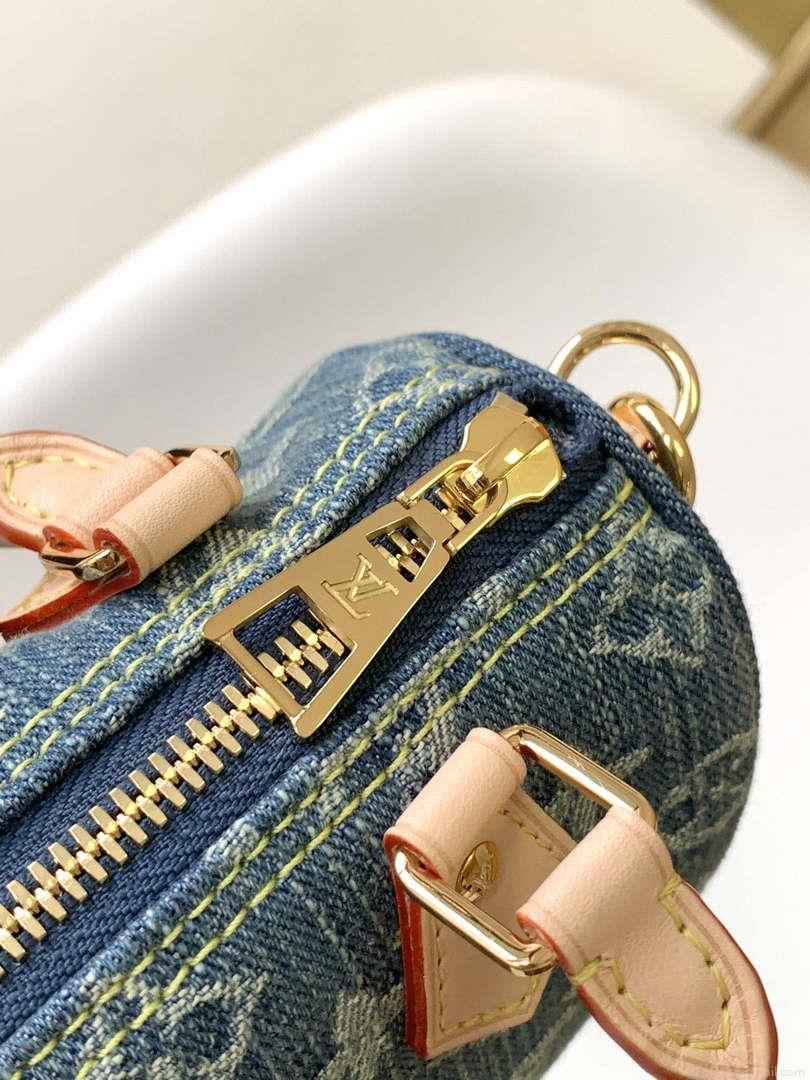 LV M82950 Louis Vuitton Nano Speedy Handbag Monogram Denim