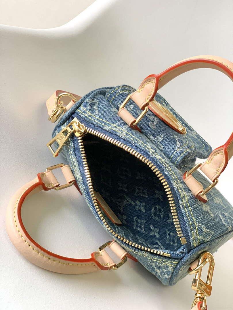 LV M82950 Louis Vuitton Nano Speedy Handbag Monogram Denim