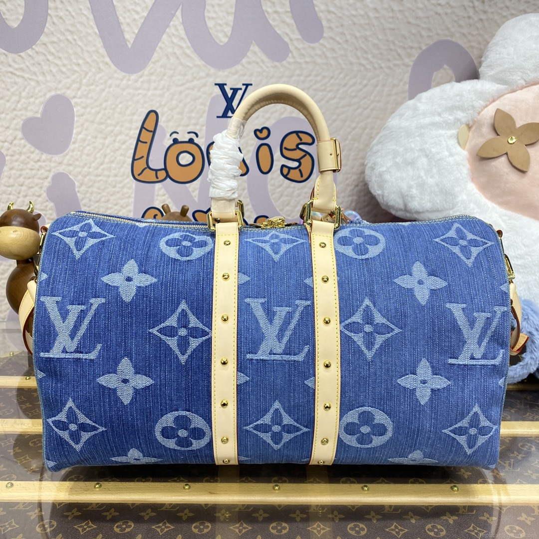 LV M24315 Louis Vuitton Keepall Bandoulière 45 Bag Blue
