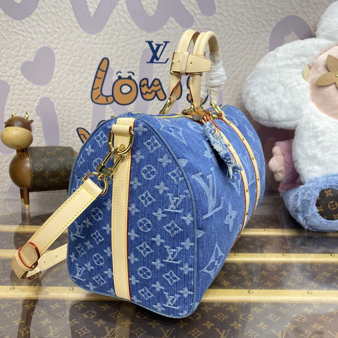 LV M24315 Louis Vuitton Keepall Bandoulière 45 Bag Blue