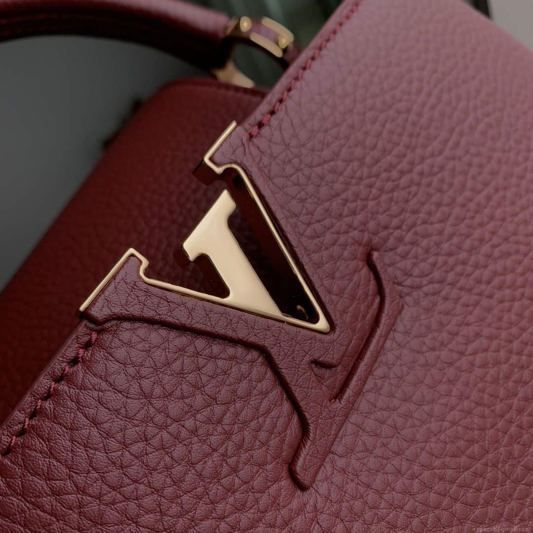 LV M25128 Louis Vuitton Capucines MM Handbag Griotte Red