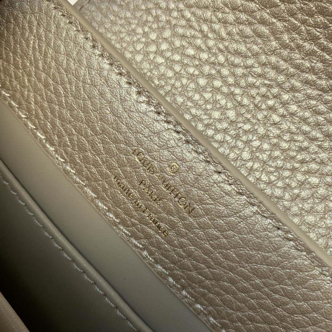 LV M22436 Louis Vuitton Capucines Mini Handbag Griotte Pearlescent khaki