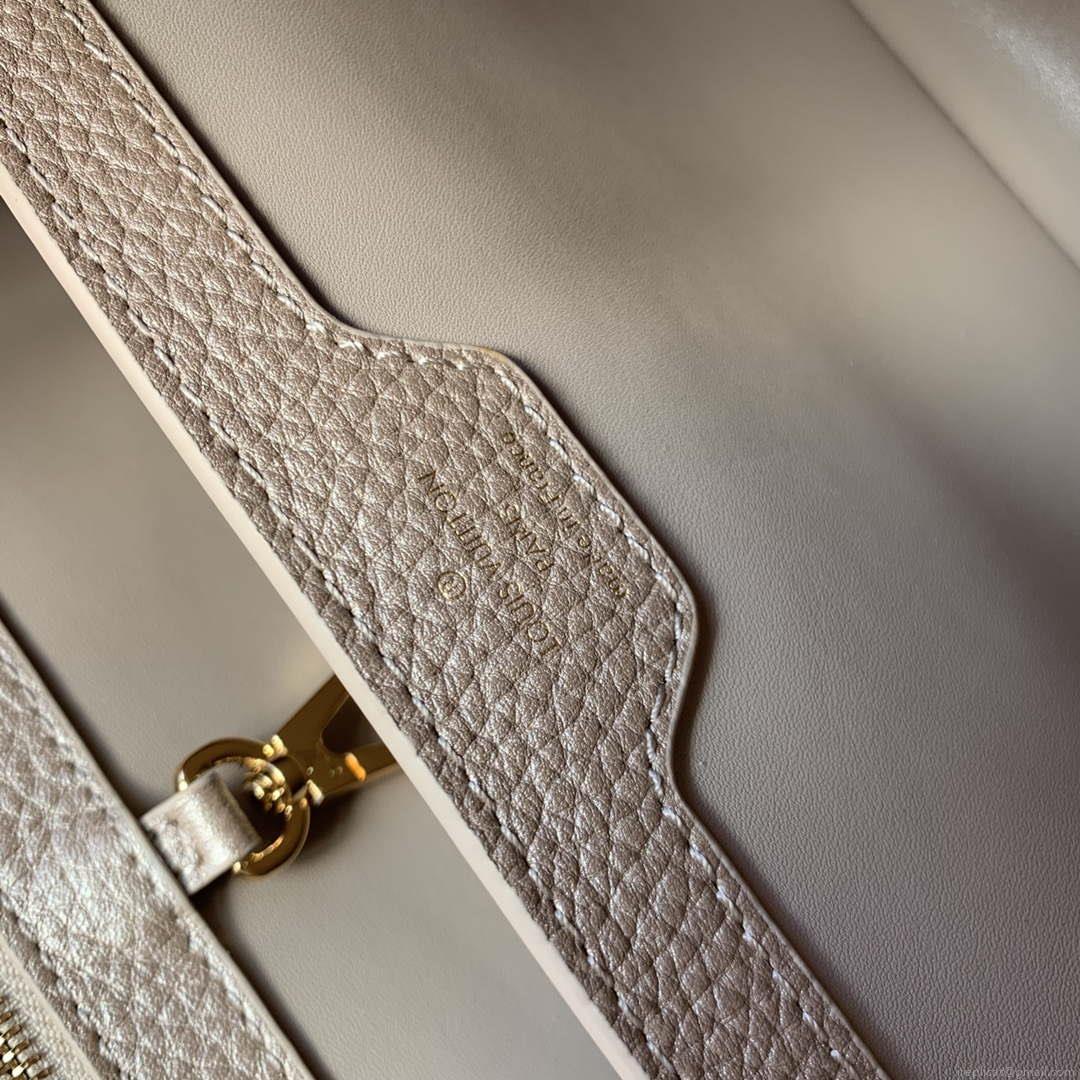 LV M22436 Louis Vuitton Capucines BB Handbag Griotte Pearlescent khaki