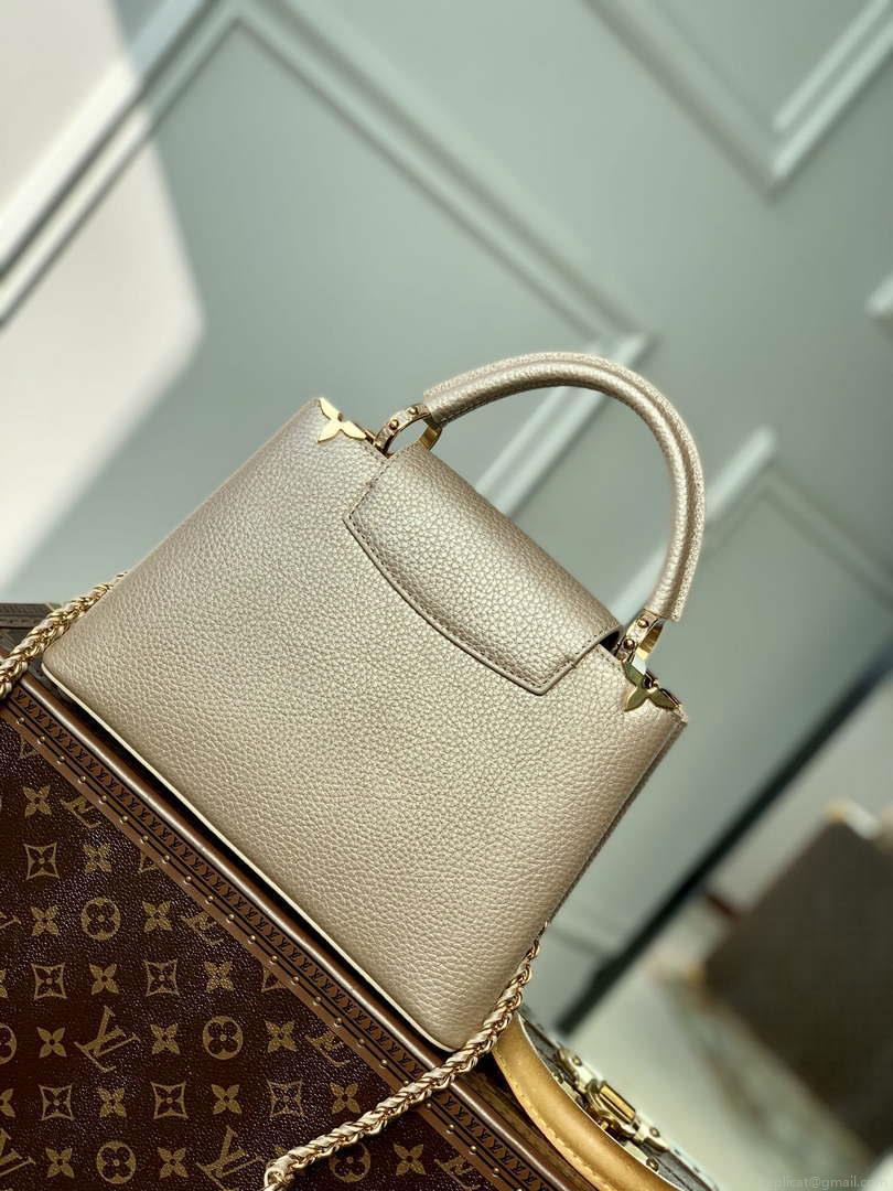 LV M22436 Louis Vuitton Capucines BB Handbag Griotte Pearlescent khaki