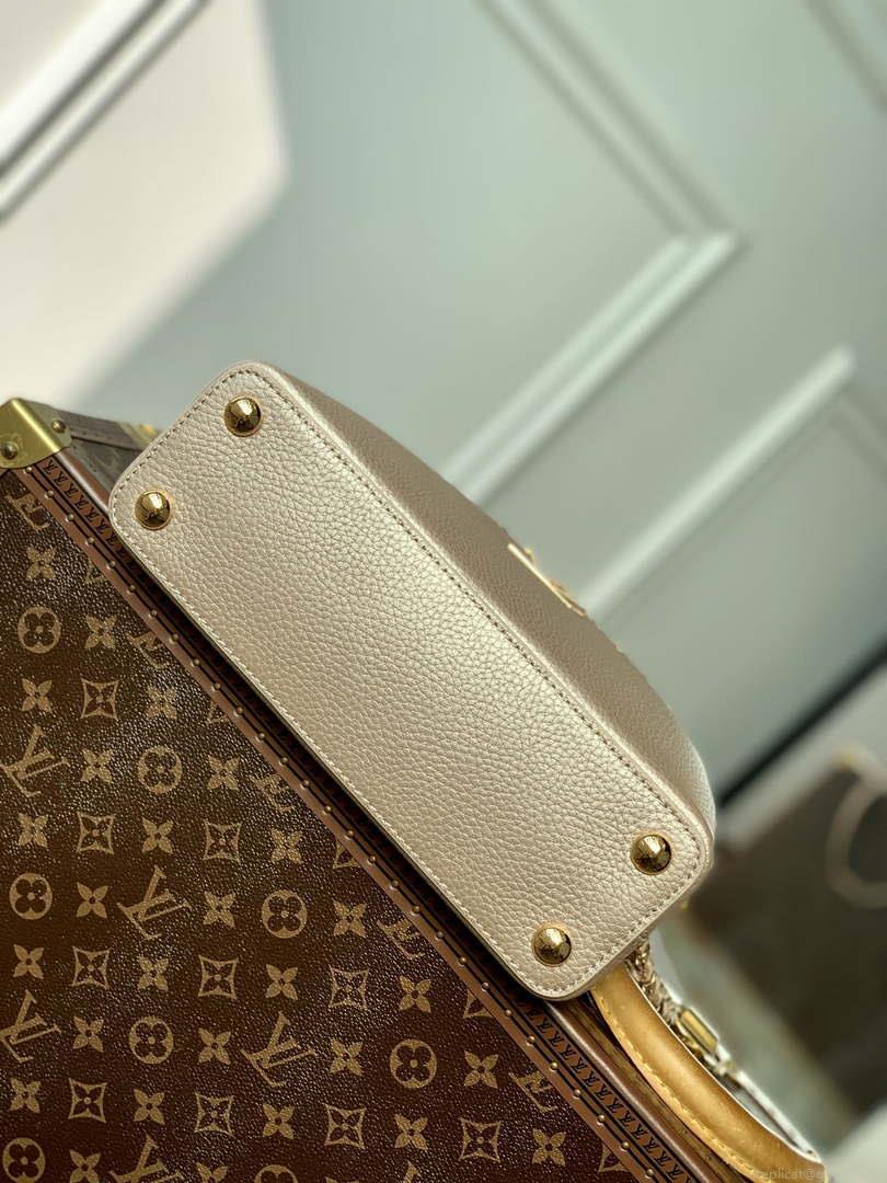 LV M22436 Louis Vuitton Capucines BB Handbag Griotte Pearlescent khaki