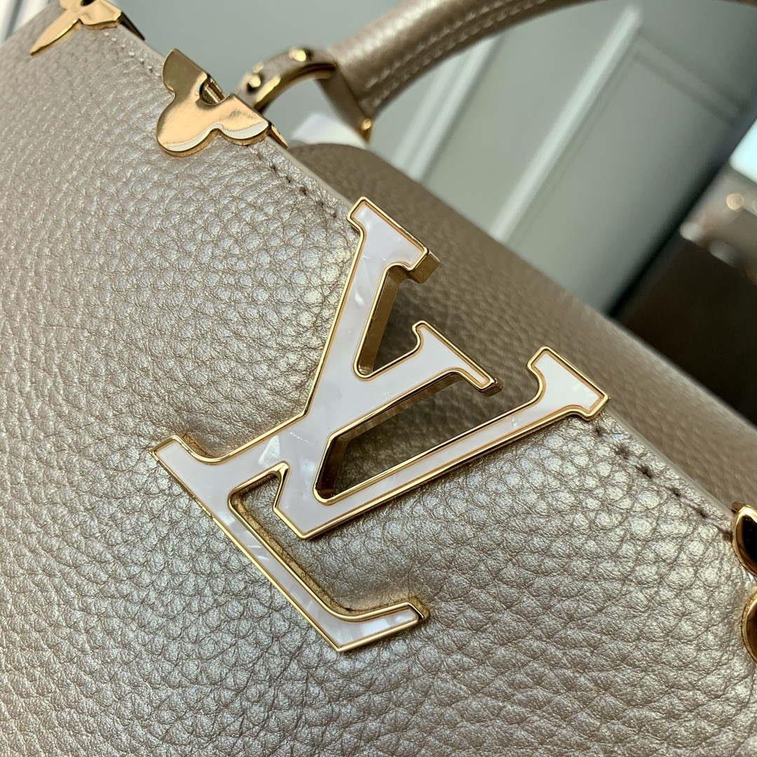 LV M22436 Louis Vuitton Capucines BB Handbag Griotte Pearlescent khaki