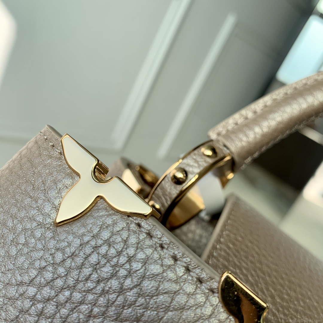 LV M22436 Louis Vuitton Capucines BB Handbag Griotte Pearlescent khaki