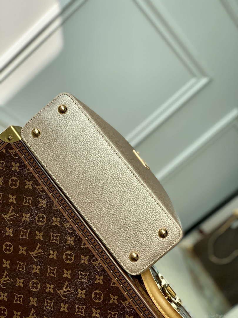 LV M22436 Louis Vuitton Capucines MM Handbag Griotte Pearlescent khaki