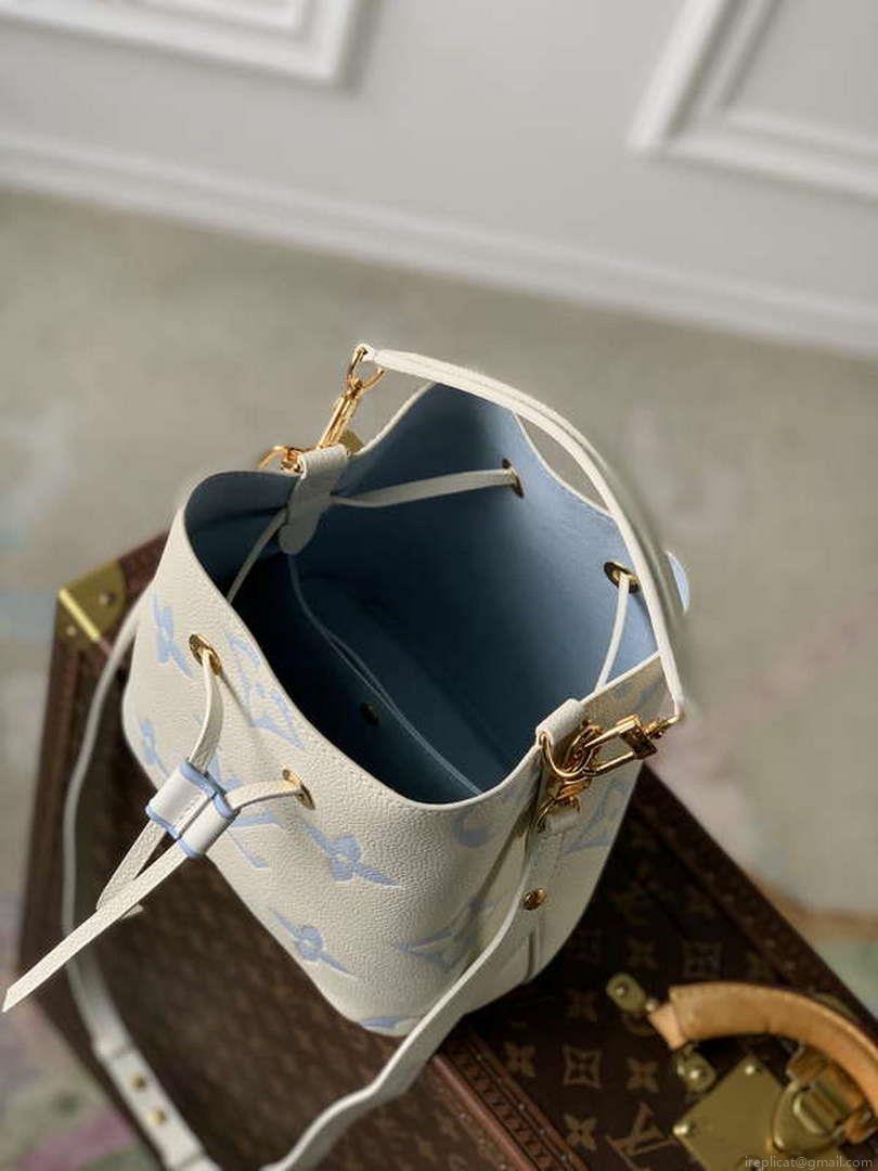LV M24048 Louis Vuitton NéoNoé BB Bucket Bag Latte White Blue