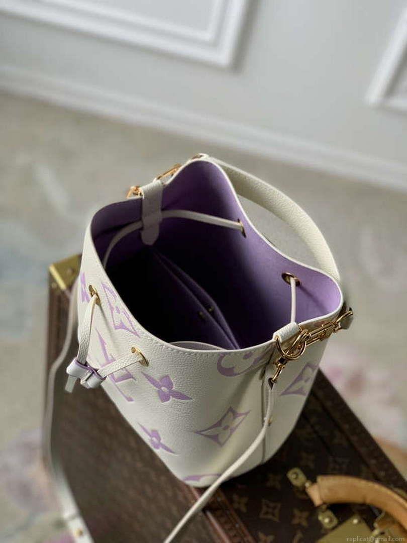 LV M24048 Louis Vuitton NéoNoé BB Bucket Bag Latte White &Purple