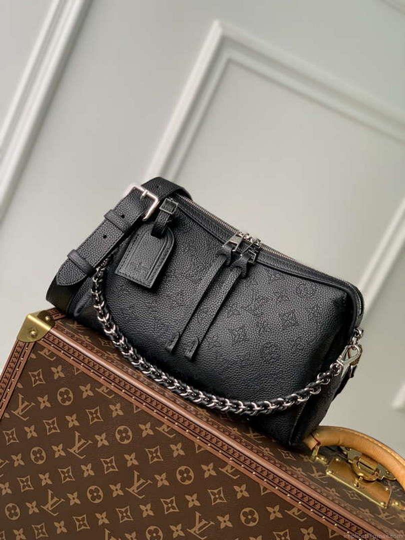 LV M24255 Louis Vuitton Hand It All PM Bag Mahina Black