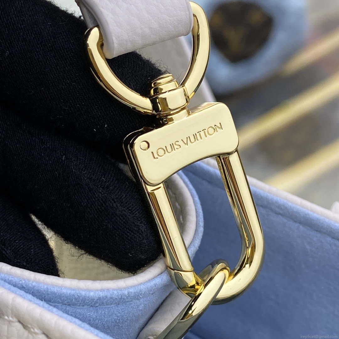 LV M46833 Louis Vuitton OnTheGo PM Bicolor Monogram Empreinte Leather Latte Blue