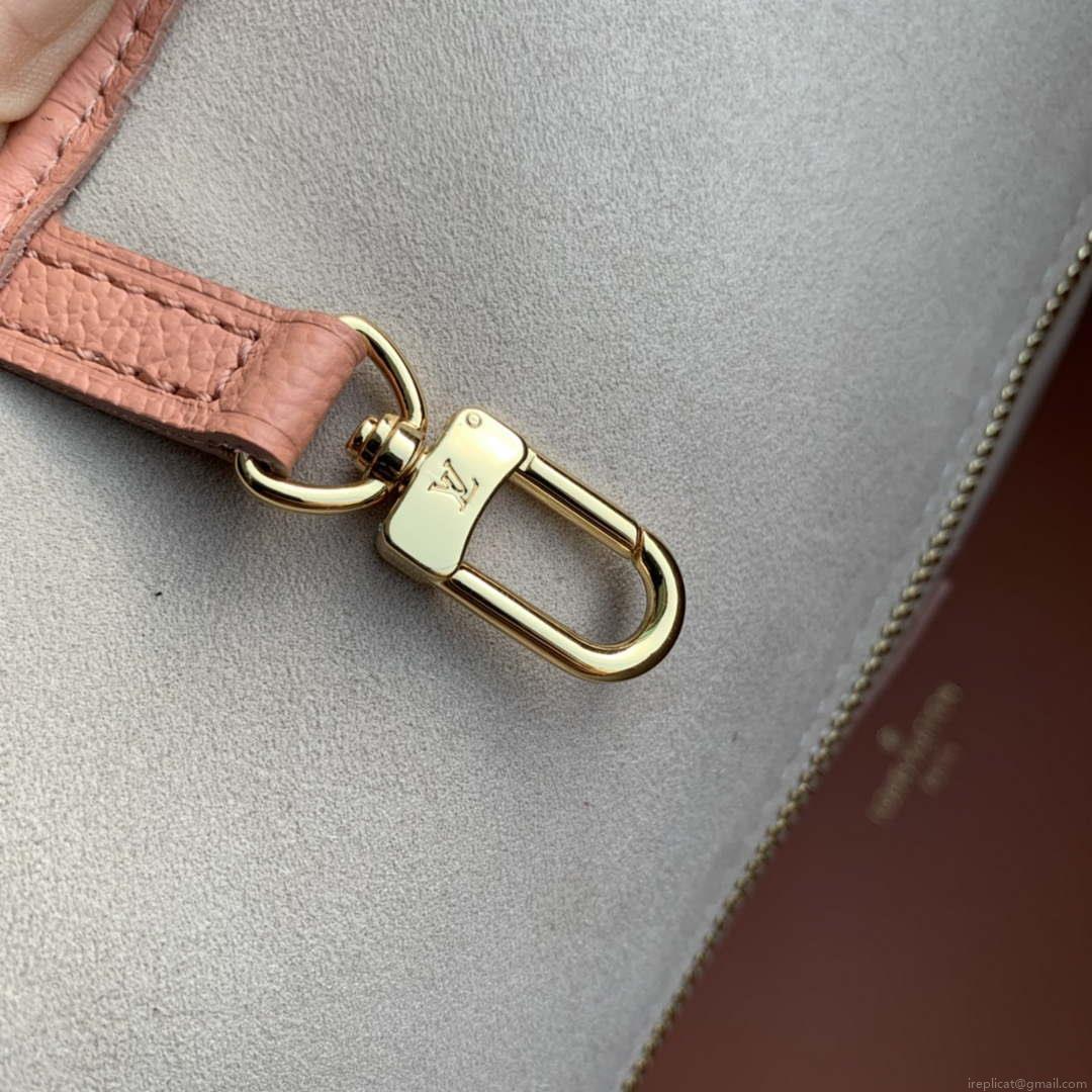 LV M45686 Louis Vuitton Neverfull MM Tote Bag Monogram Empreinte Leather Pink Cream