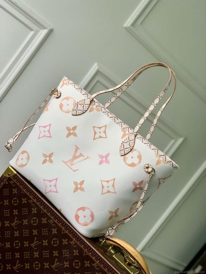 LV M22978 Louis Vuitton M22979 Neverfull MM Tote Bag Apricot