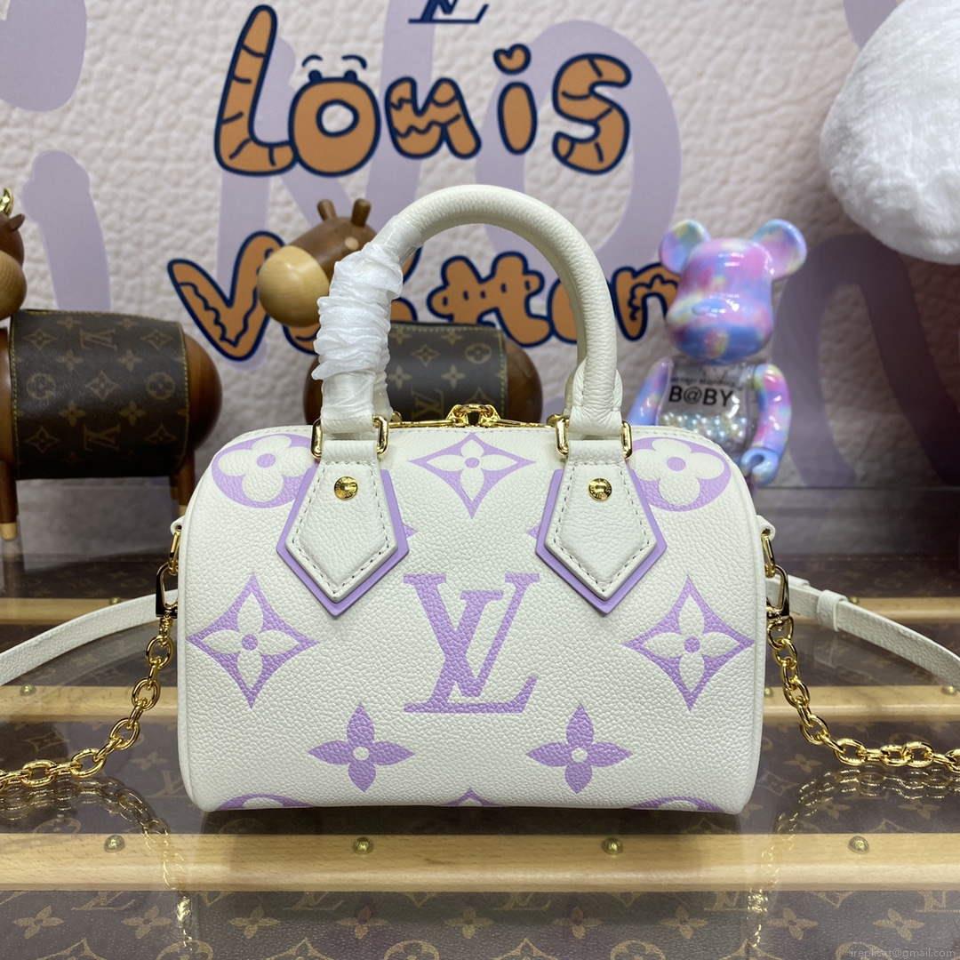 LV M46875 Louis Vuitton Speedy Bandoulière 20 Handbag Latte White / Bubble Tea Mauve