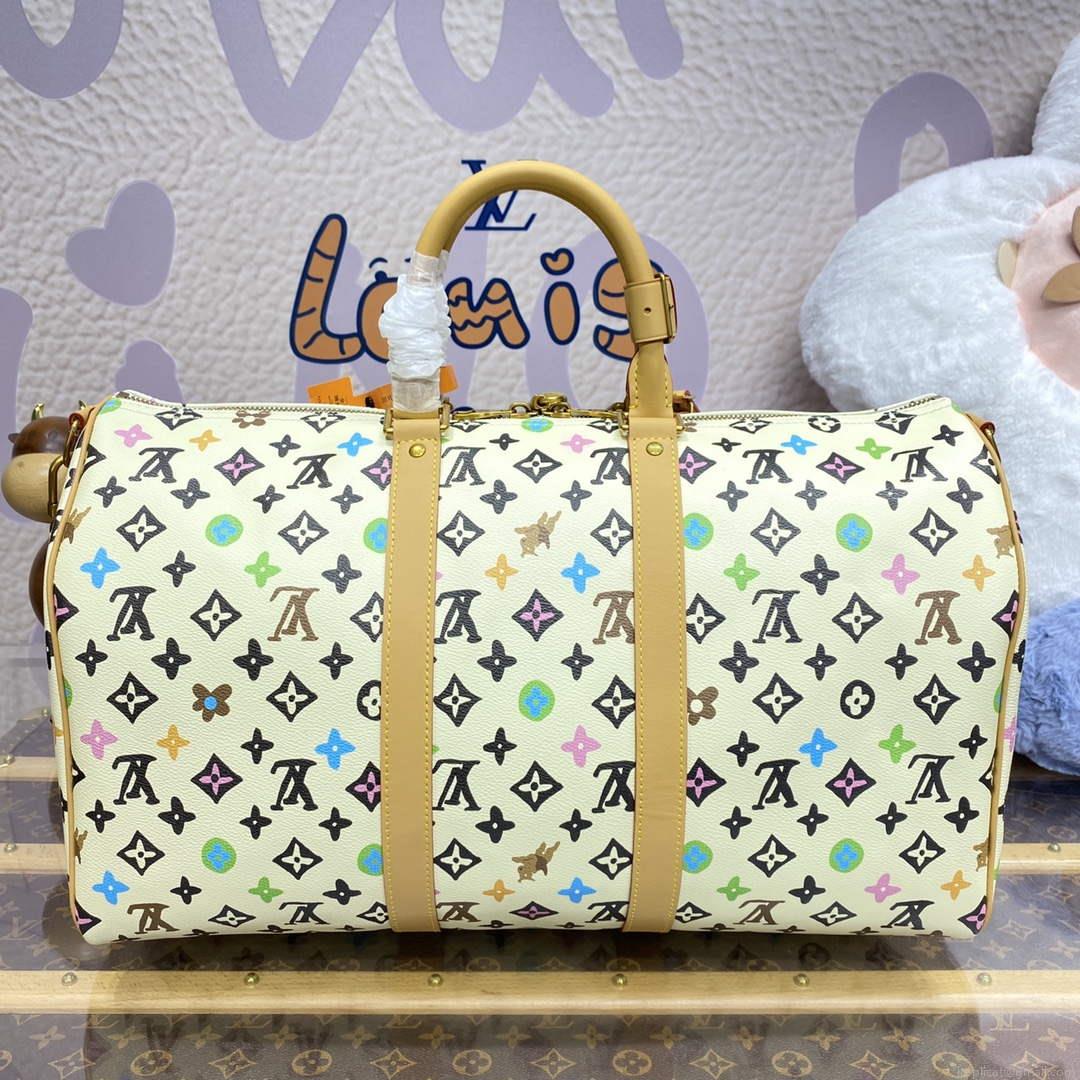 LV M25233 Louis Vuitton Keepall Bandoulière 45 Travel Bag Vanilla