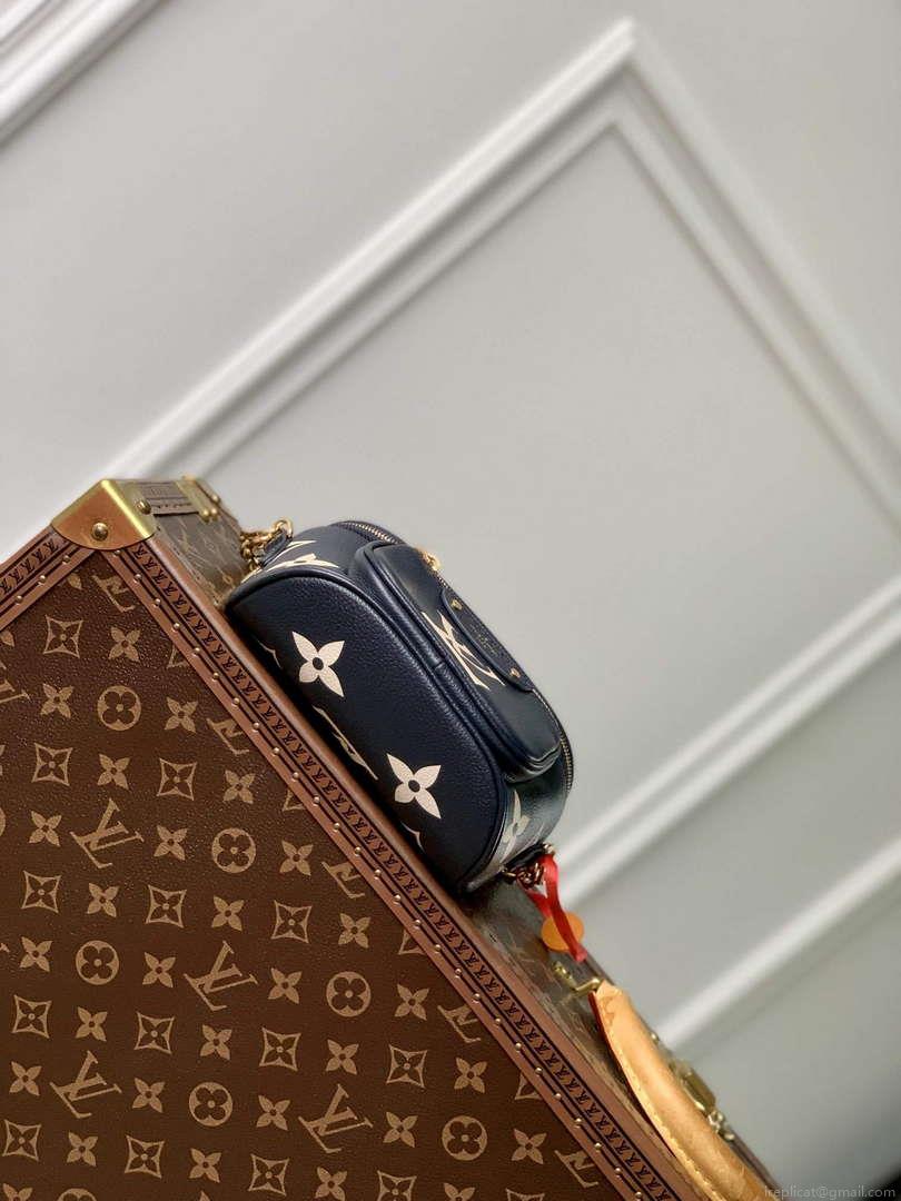 LV M85636 Louis Vuitton Mini Bumbag Navy Blue / Cream