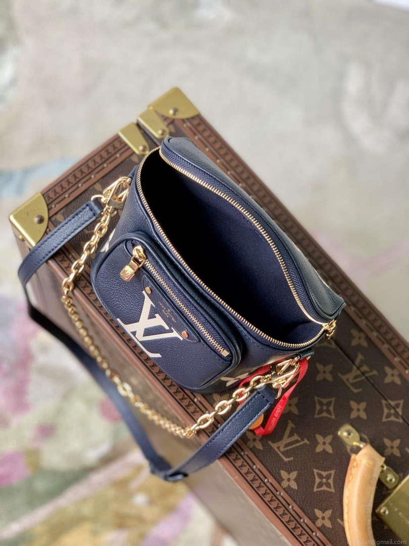 LV M85636 Louis Vuitton Mini Bumbag Navy Blue / Cream
