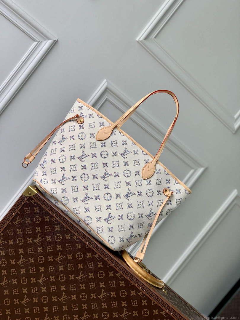 LV M24905 Louis Vuitton Neverfull MM Bag Multicolor Beige