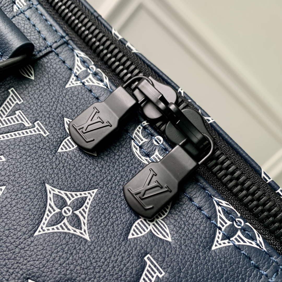 LV M24953 Louis Vuitton Keepall Bandoulière 50 Travel Bag Ink Blue/White