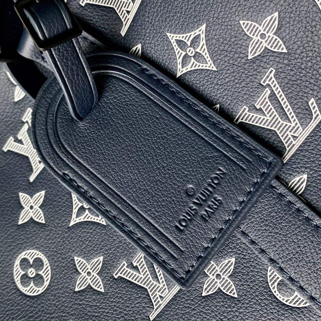 LV M24953 Louis Vuitton Keepall Bandoulière 50 Travel Bag Ink Blue/White