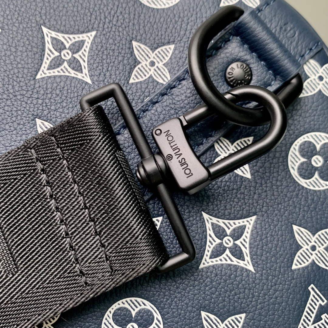 LV M24953 Louis Vuitton Keepall Bandoulière 50 Travel Bag Ink Blue/White
