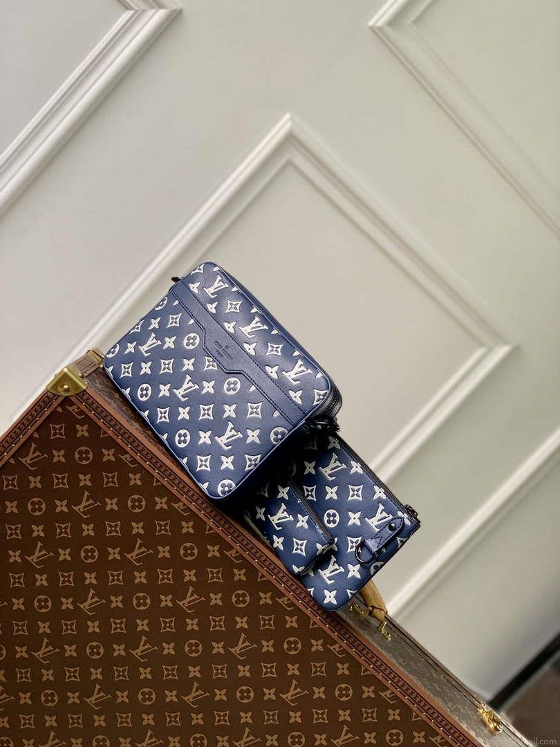 LV M24753 Louis Vuitton Trio Messenger Bag Ink Blue/White