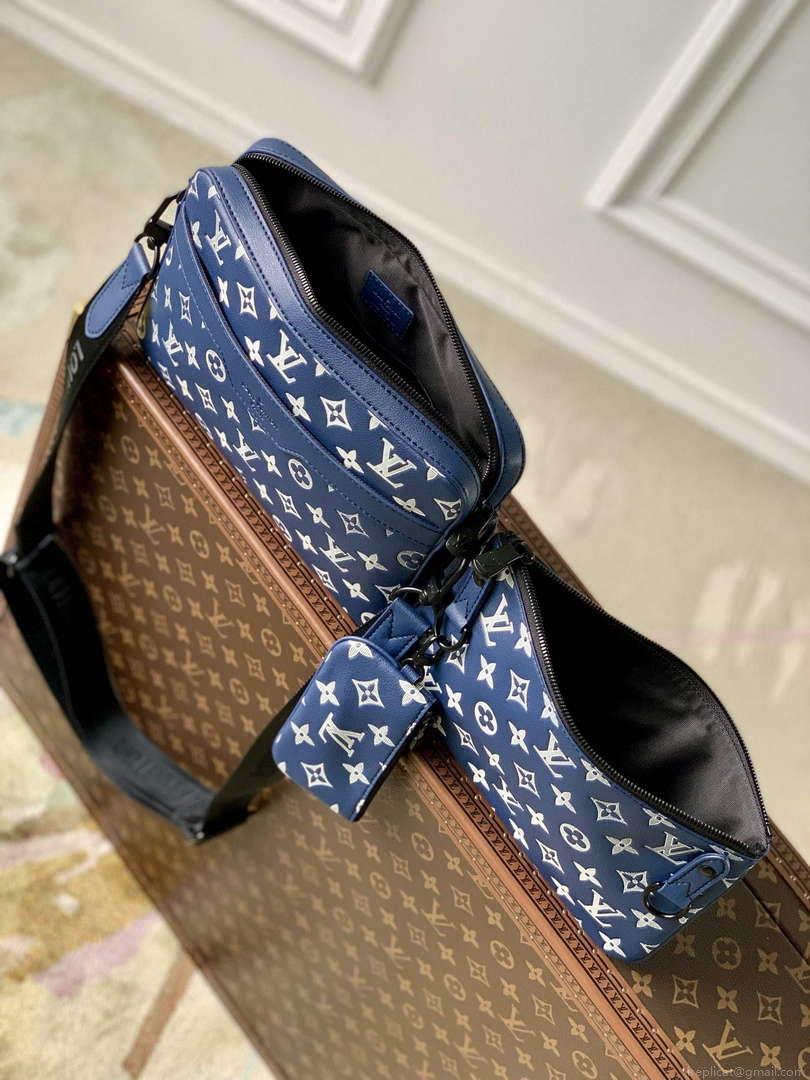 LV M24753 Louis Vuitton Trio Messenger Bag Ink Blue/White