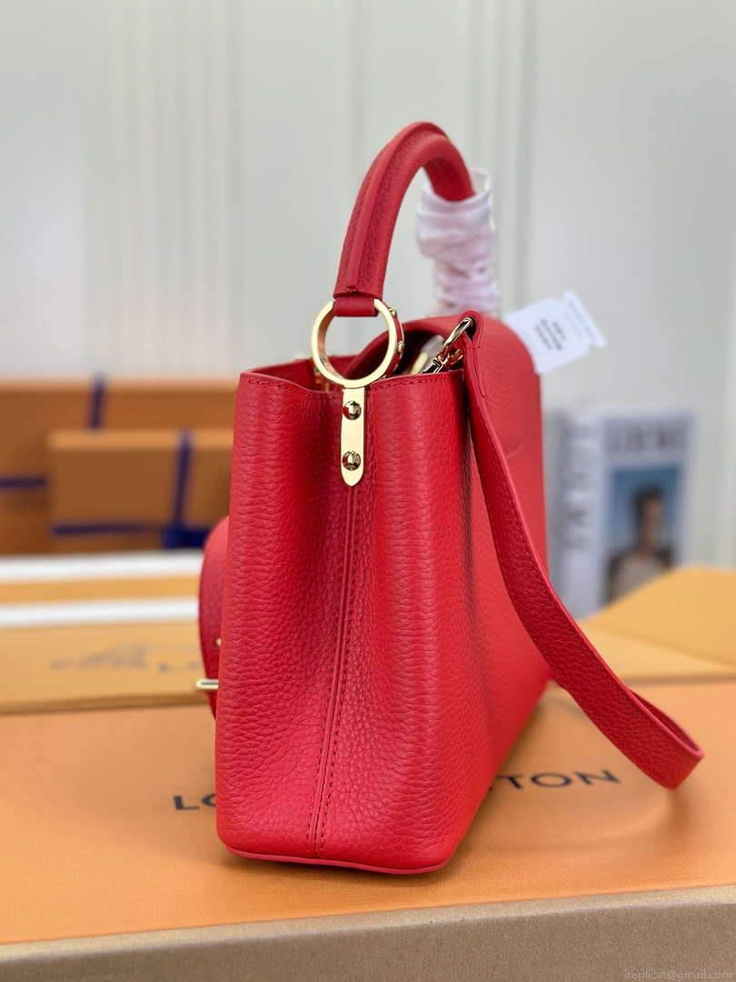 LV M43935 Louis Vuitton Capucines BB Handbag Taurillon Red