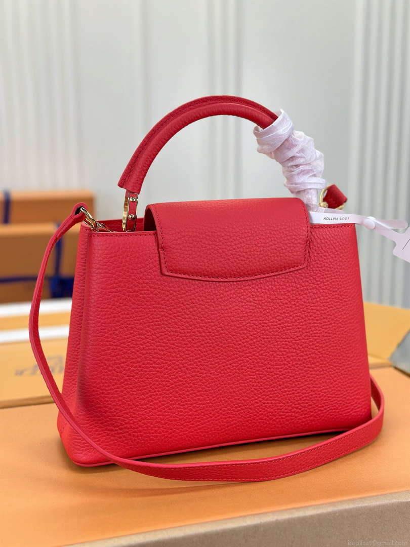 LV M43935 Louis Vuitton Capucines BB Handbag Taurillon Red