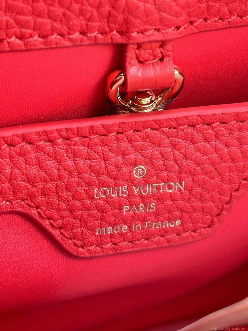 LV M43935 Louis Vuitton Capucines BB Handbag Taurillon Red