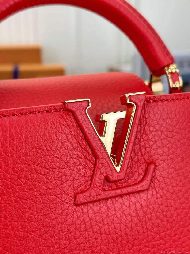LV M43935 Louis Vuitton Capucines Mini Handbag Taurillon Red