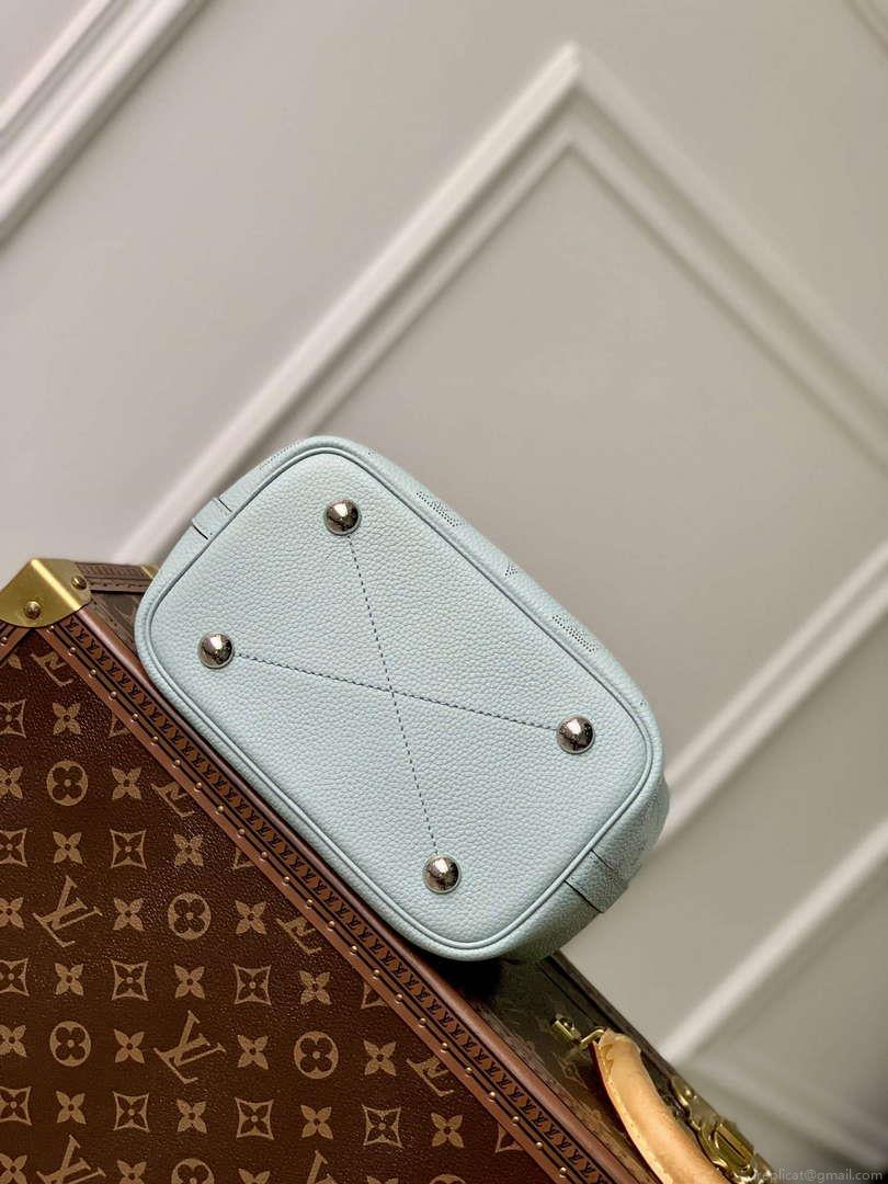 LV M21849 Louis Vuitton Blossom PM Tote Bag Mahina leather Sky blue