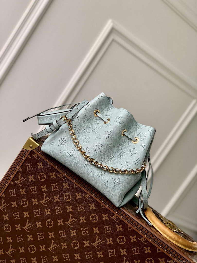 LV M57070 Louis Vuitton Bella Bucket Bag Mahina leather Sky blue
