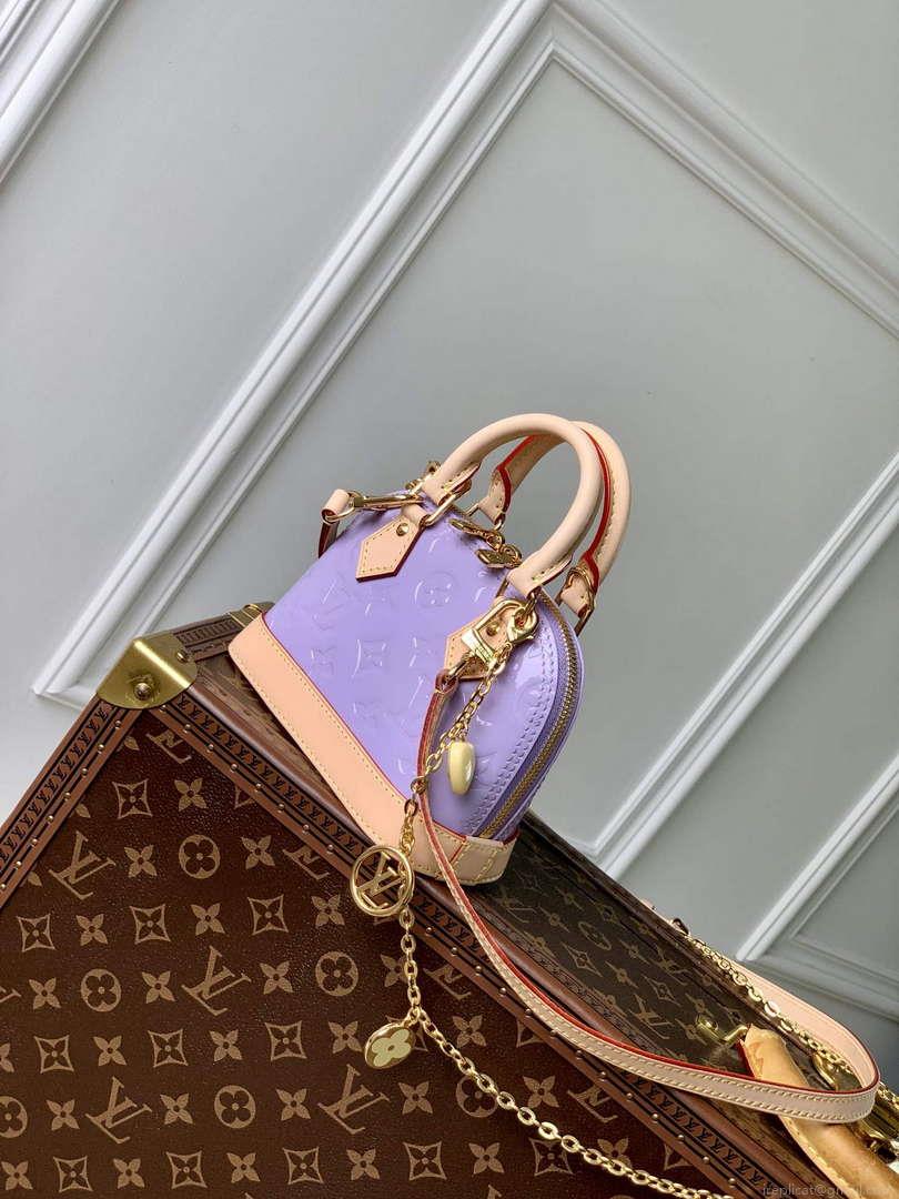 LV M82974 Louis Vuitton Nano Alma Handbag Glossy Lilac