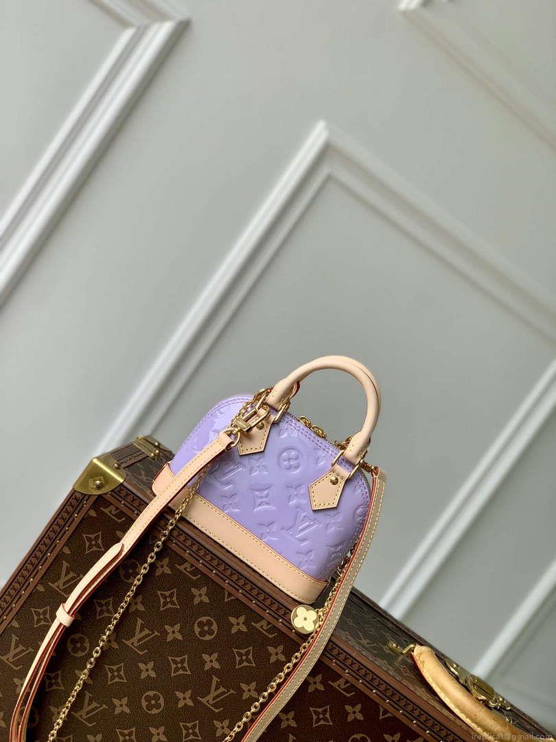 LV M82974 Louis Vuitton Nano Alma Handbag Glossy Lilac