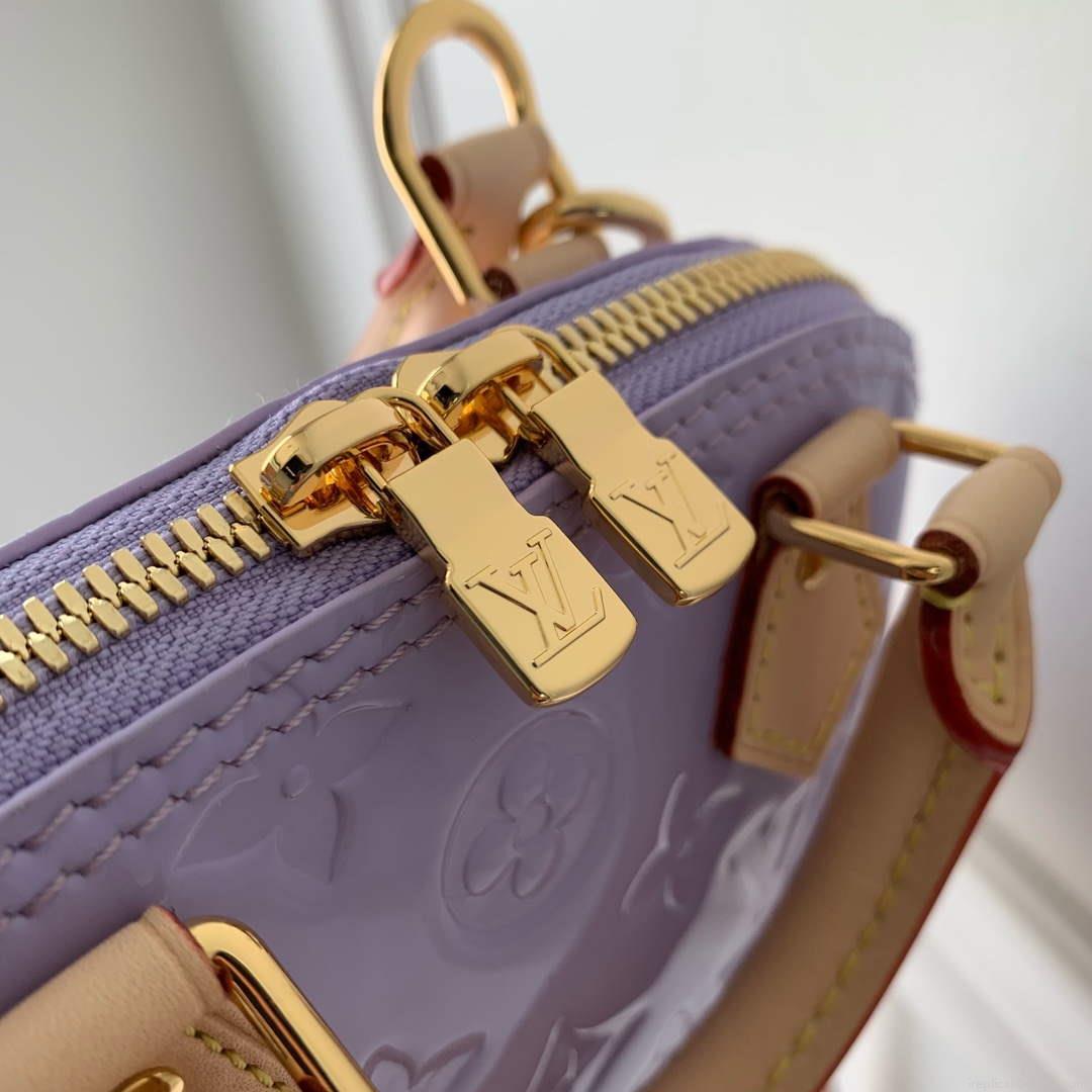 LV M82974 Louis Vuitton Nano Alma Handbag Glossy Lilac