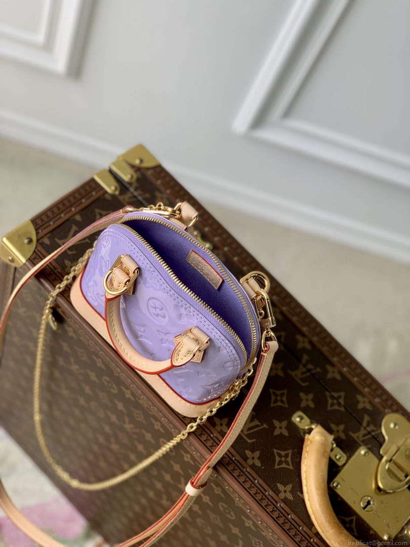 LV M82974 Louis Vuitton Nano Alma Handbag Glossy Lilac