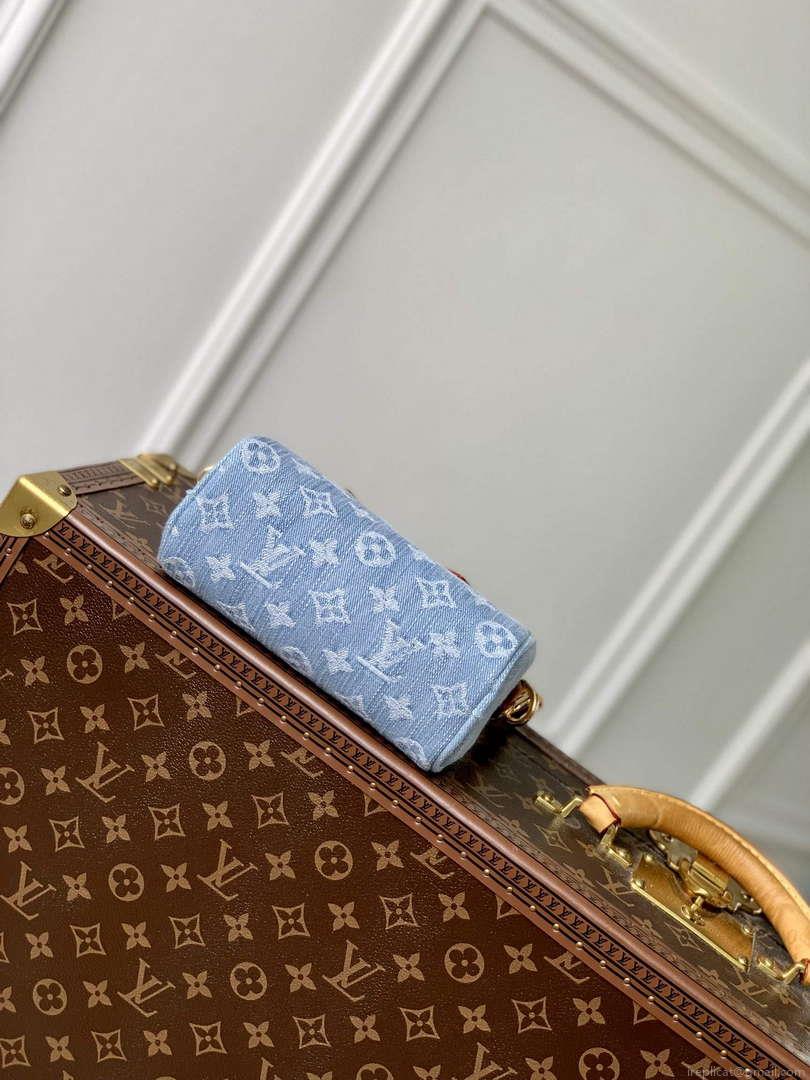 LV M11212 Louis Vuitton Nano Speedy Bag Sky Blue Monogram denim