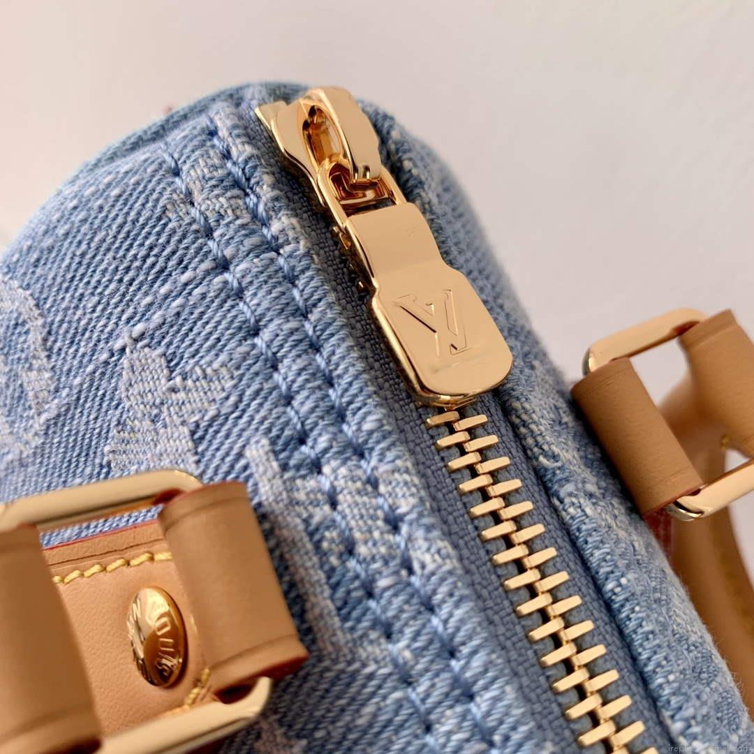 LV M11212 Louis Vuitton Nano Speedy Bag Sky Blue Monogram denim