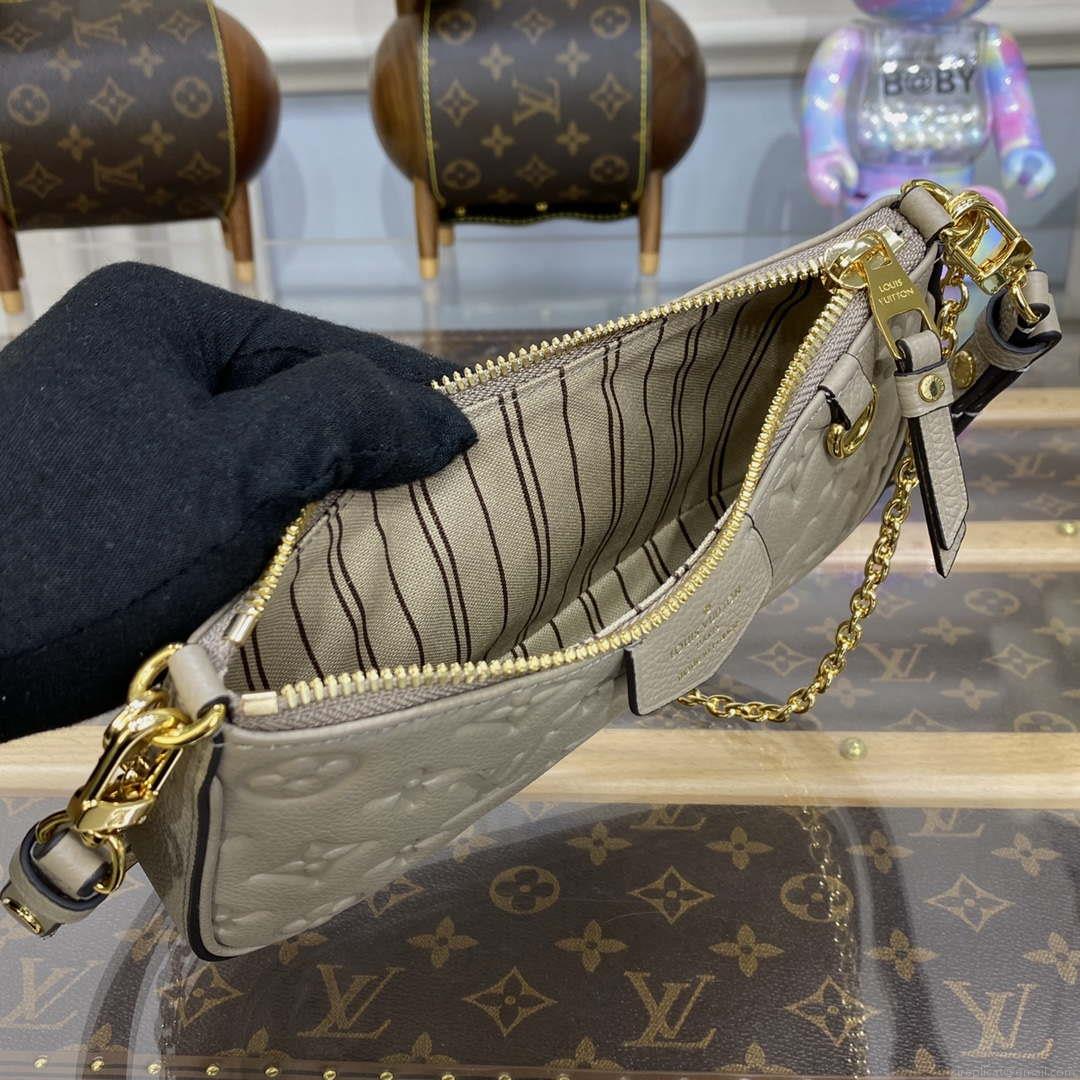 LV M81862 Louis Vuitton Easy Pouch On Strap Bag Monogram empreinte Tourterelle Beige