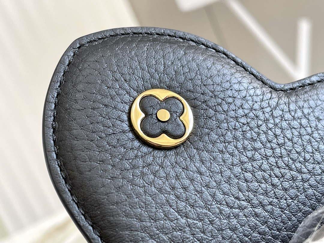 LV M55011 Louis Vuitton Capucines BB Handbag Straw Leather Beige Black