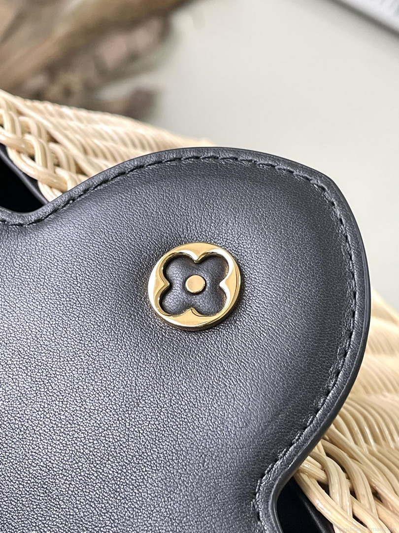 LV M48865 Louis Vuitton Capucines BB Handbag Straw Leather Beige Black