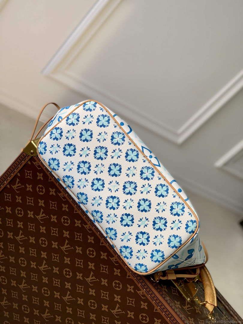 LV M11263 Louis Vuitton Neverfull MM Tote Bag Lagoon Blue