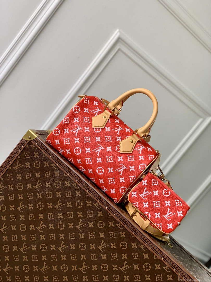 LV M24425 Louis Vuitton Speedy P9 Bandoulière 25 Bag Monogram Leather Red